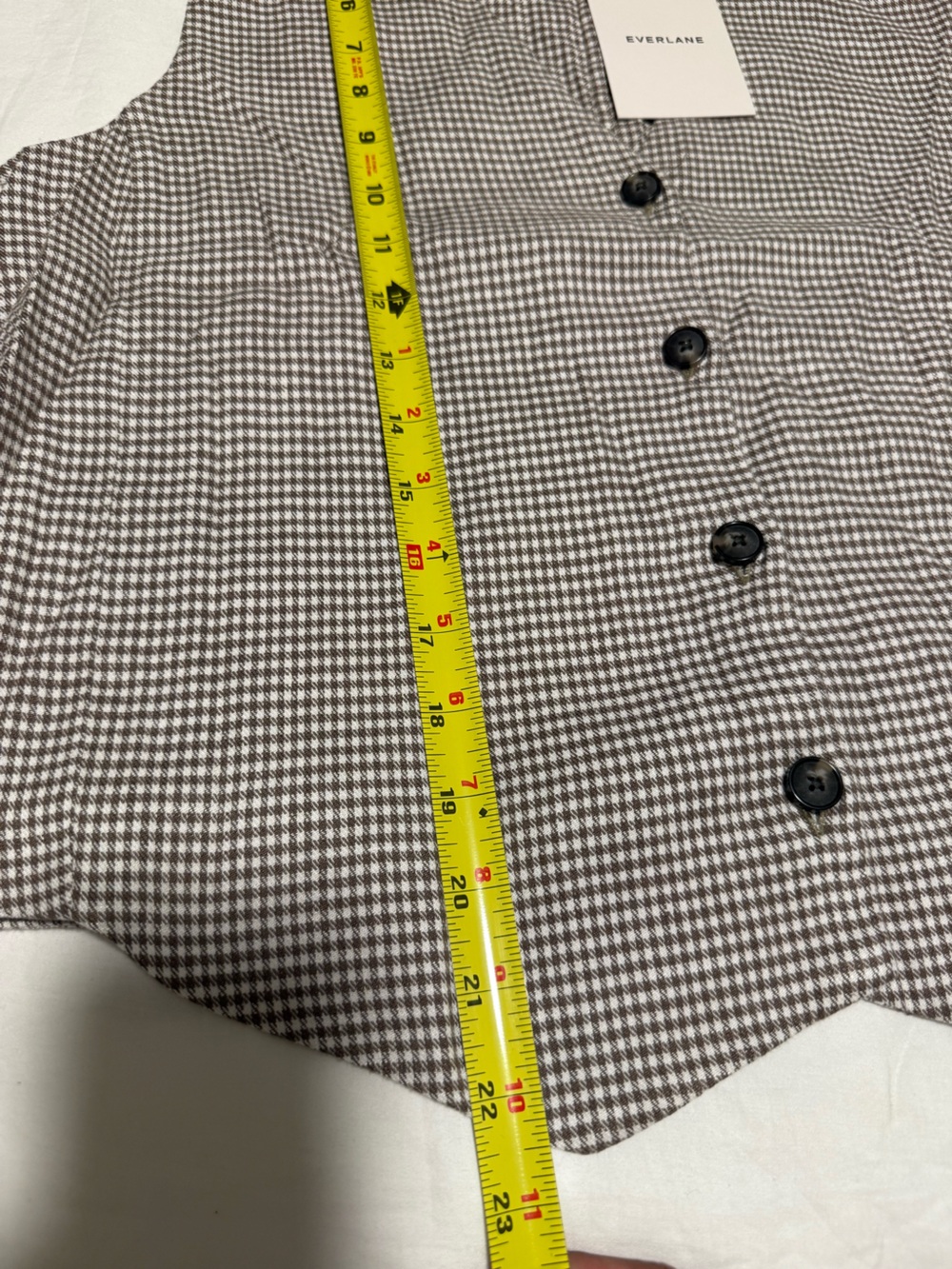 Everlane Taupe and White Gingham Sleeveless Button-Front Top Vest - Picture 7 of 10